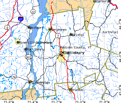 Addison County, VT map