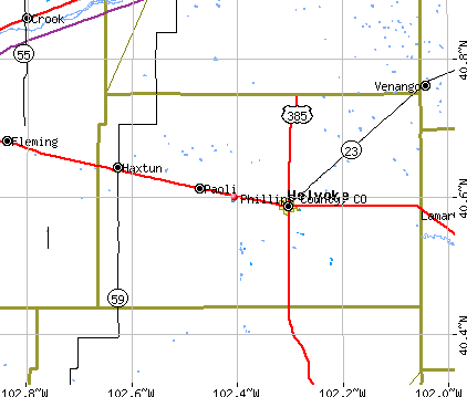 Phillips County, CO map