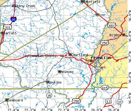 Southampton County, VA map