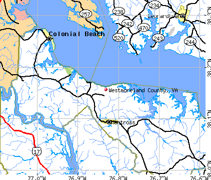 Westmoreland County, VA map