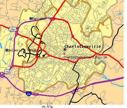 Charlottesville city, VA map