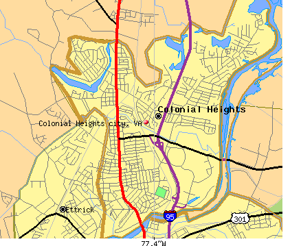Colonial Heights city, VA map