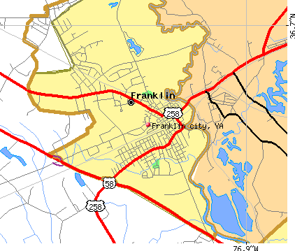 Franklin city, VA map