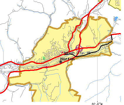 Norton city, VA map