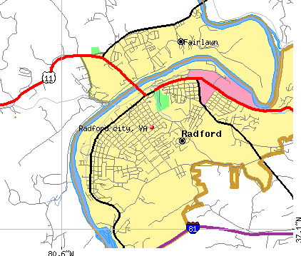 Radford city, VA map