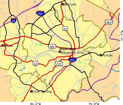 Roanoke city, VA map