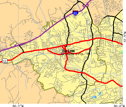 Salem city, VA map