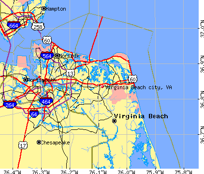 Virginia Beach city, VA map