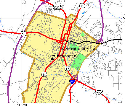 Winchester city, VA map