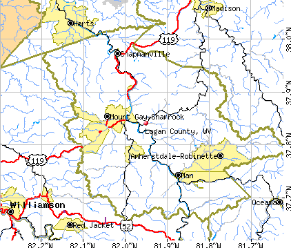 Logan County, WV map
