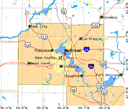 Dane County, WI map