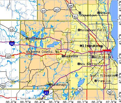 Waukesha County, WI map