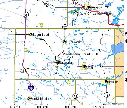 Waushara County, WI map