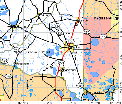 Bradford County, FL map