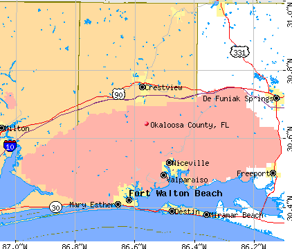 Okaloosa County, FL map