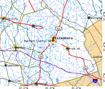 Bulloch County, GA map