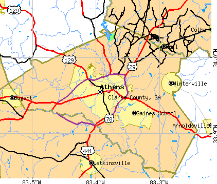 Clarke County, GA map