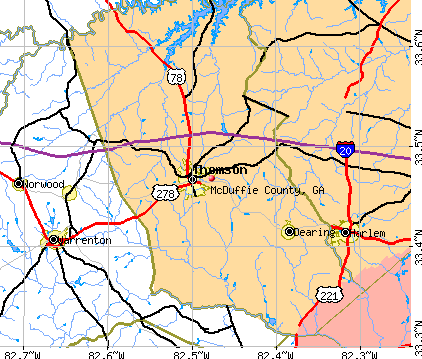 McDuffie County, GA map