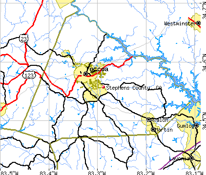 Stephens County, GA map