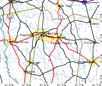 Toombs County, GA map