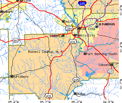 Russell County, AL map