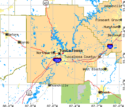 Tuscaloosa County, AL map