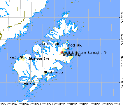 Kodiak Island Borough, AK map