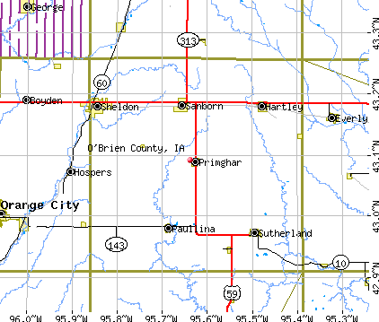 O'Brien County, IA map