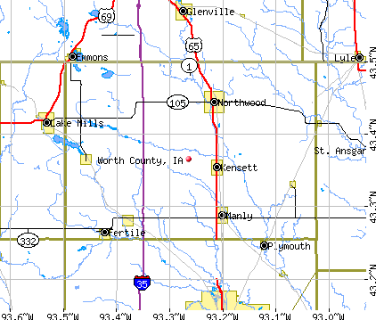 Worth County, IA map