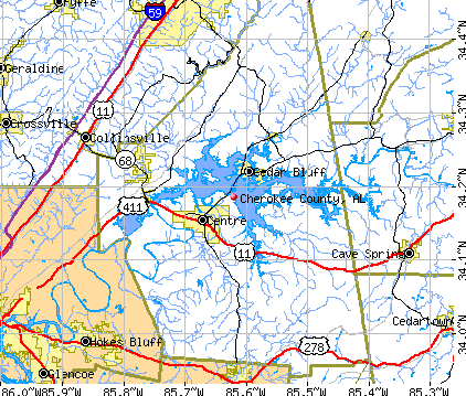 Cherokee County, AL map