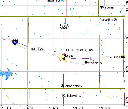 Ellis County, KS map