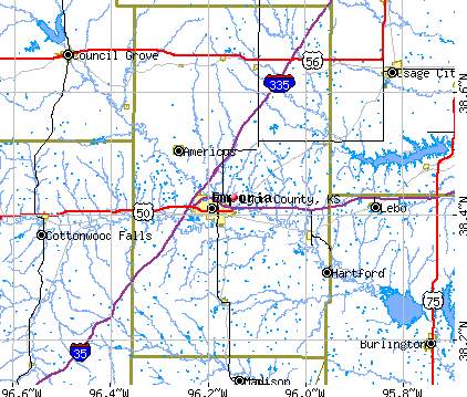 Lyon County, KS map