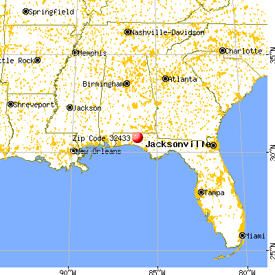 De Funiak Springs, FL (32433) map from a distance