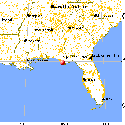 Port St. Joe, FL (32456) map from a distance