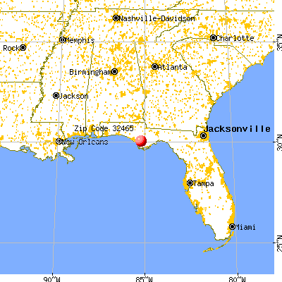 Wewahitchka, FL (32465) map from a distance