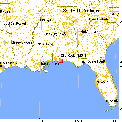 Warrington, FL (32508) map from a distance