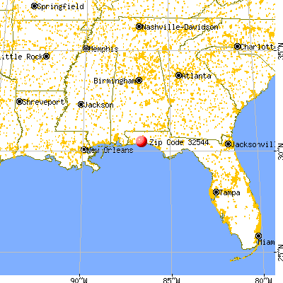 Fort Walton Beach, FL (32544) map from a distance