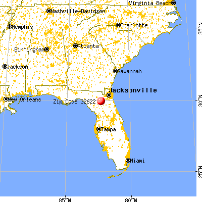 La Crosse, FL (32622) map from a distance