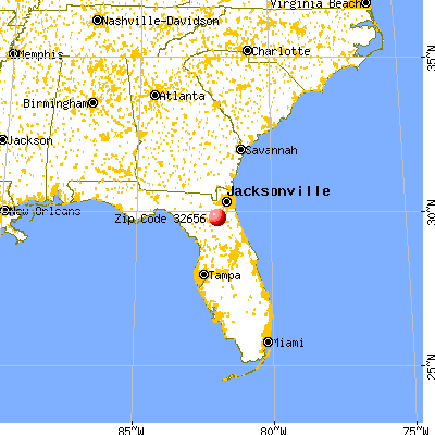 Keystone Heights, FL (32656) map from a distance