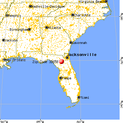 La Crosse, FL (32658) map from a distance