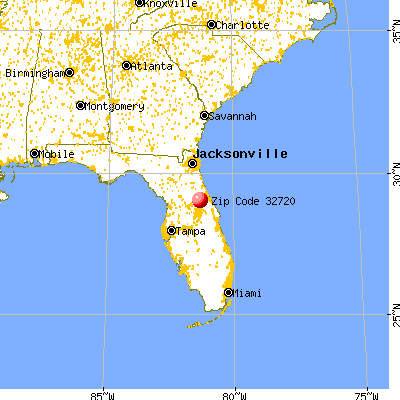 De Land, FL (32720) map from a distance