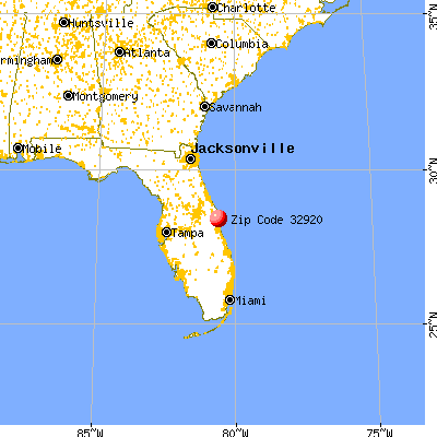 Cape Canaveral, FL (32920) map from a distance