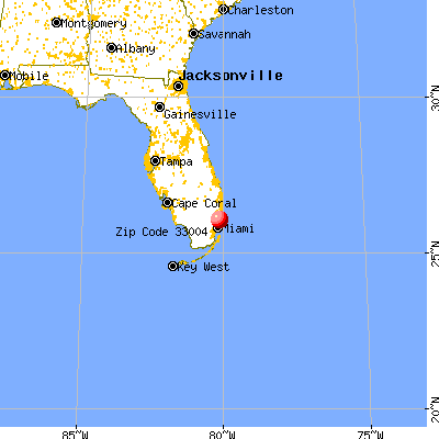 Hollywood, FL (33004) map from a distance