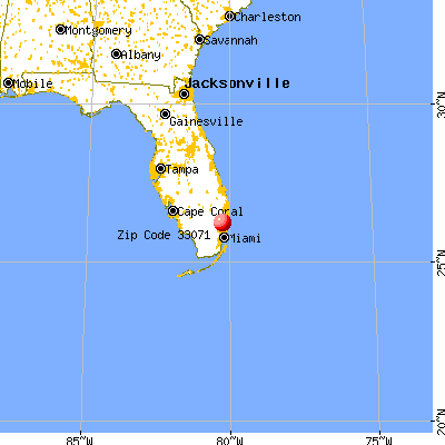 Coral Springs, FL (33071) map from a distance