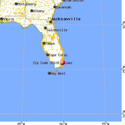 Fisher Island, FL (33109) map from a distance