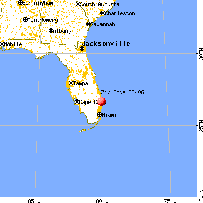 Palm Springs, FL (33406) map from a distance