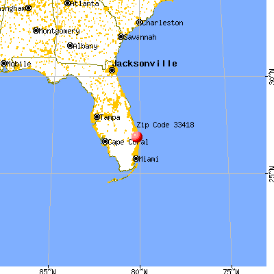 Palm Beach Gardens, FL (33418) map from a distance