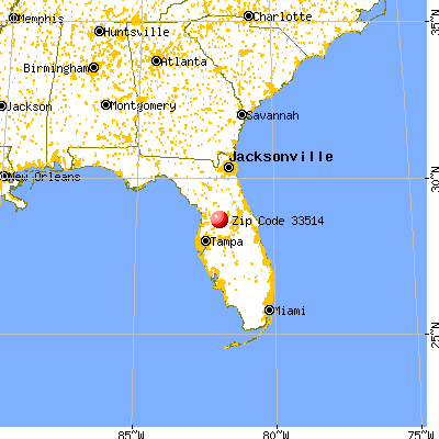 Wildwood, FL (33514) map from a distance