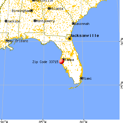 Tierra Verde, FL (33715) map from a distance