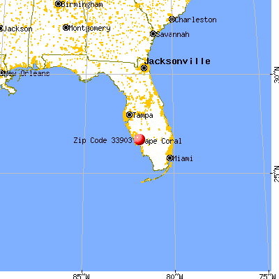 North Fort Myers, FL (33903) map from a distance